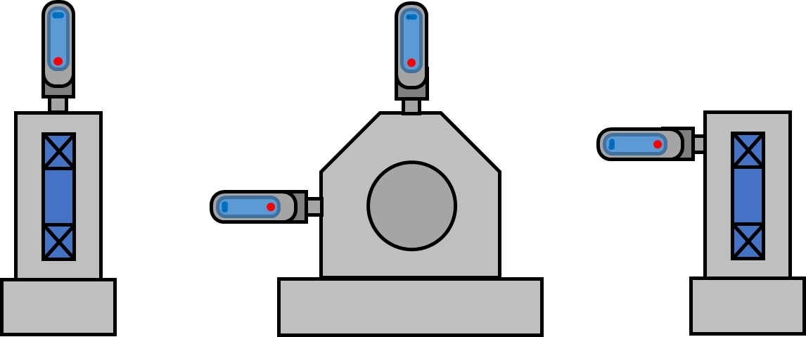 Przykłady pozycji czujnika dla oceny ogólnej kondycji wentylatora (kierunki pionowe, poziome i osiowe)